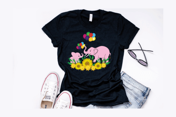 Mom Baby Elephant Love Balloons Design: A Versatile Graphic for T-Shirt and Merch Projects