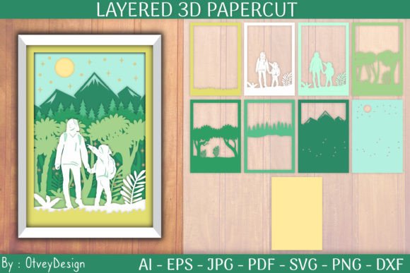 Mom Boy in Nature: A 3D SVG Shadow Box for Creative Branding